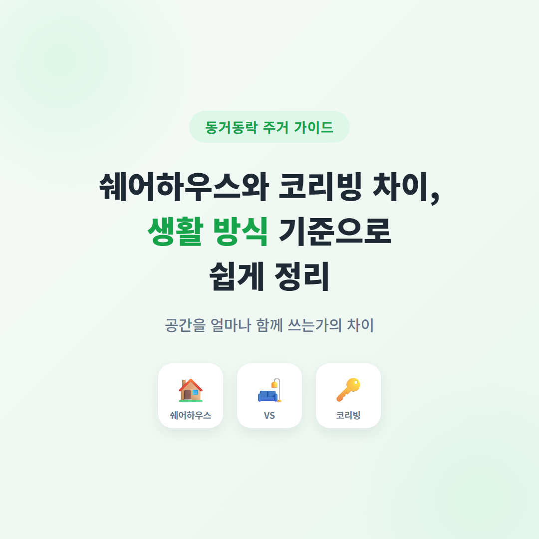 쉐어하우스와 코리빙 차이, 생활 방식 기준으로 쉽게 정리