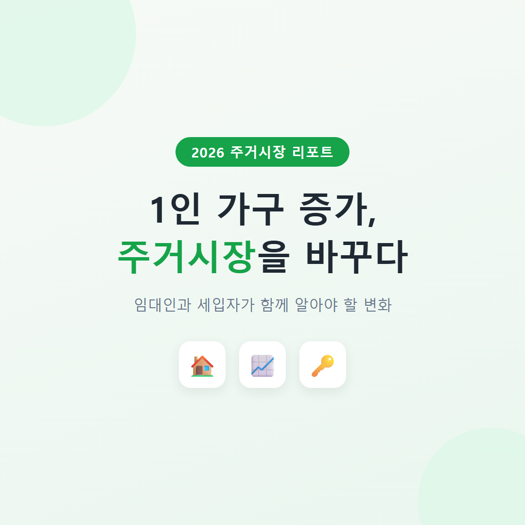 1인 가구 증가, 주거시장 임대인·세입자에게 주는 영향